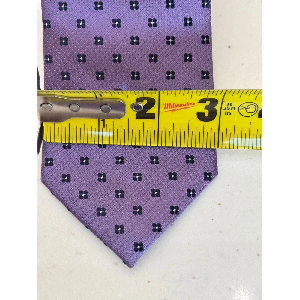 English Laundry Silk Necktie Purple Floral Geometric Pattern Christopher Wicks